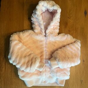 Girls Pink Faux Fur Reversible Jacket, Size L